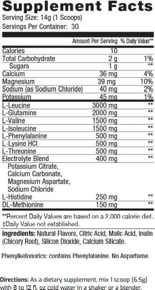ES Fit Amino Powder - Pre and Post Workout with Electrolytes - BCAAs 2:1:1 Ratio, Amino Acids, 3rd Party Tested, Lemon Ice, 30 Servings