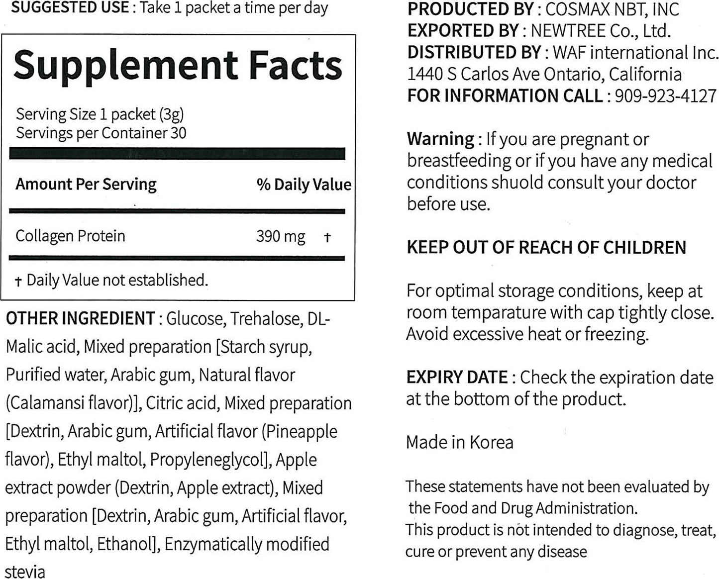 EVER COLLAGEN TIME Collagen Powder, Low Molecular Collagen Peptides Powder Stick Supplement - 30 Ct - Easy to Take Without Water, Collagen Powder for Women