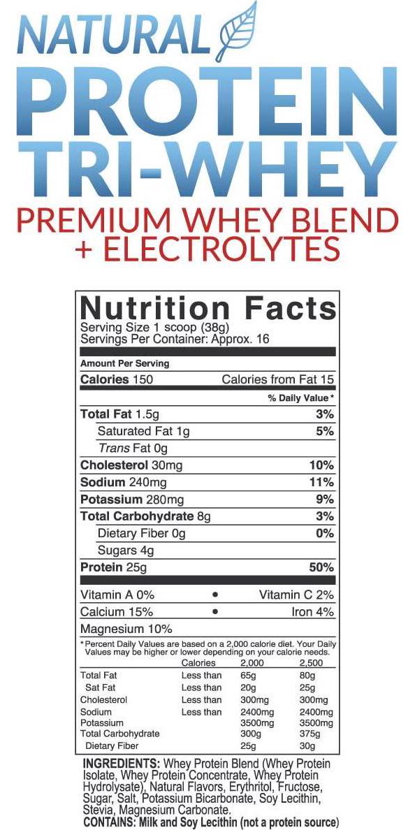 E-hydrate Tri-Whey Protein Powder Gluten Free BCAA + Electrolytes Hydrate Recover, Vanilla, 1.3lb Tub