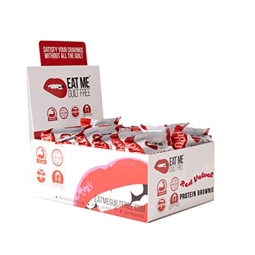 Eat Me Guilt Free Red Velvet Protein-Packed Brownie - 14G Protein, Low Carb, Keto-Friendly, Low Sugar, NON GMO, No preservatives, Low Calorie Snack or Dessert | 12 Count