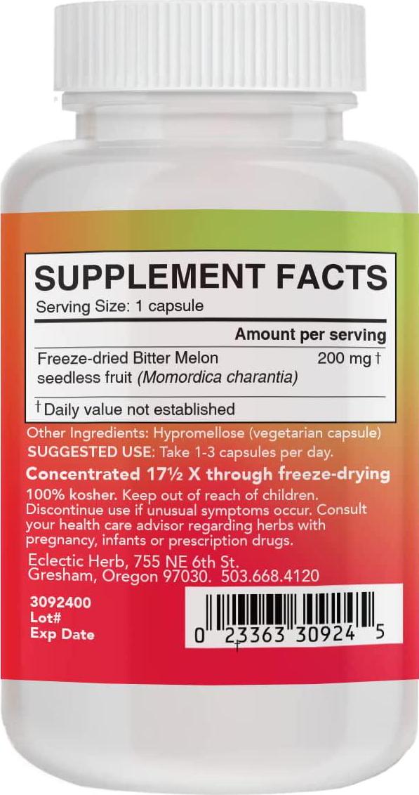Eclectic Institute Raw Freeze-Dried Non-GMO Bitter Melon | Blood Sugar Support | 90 CT