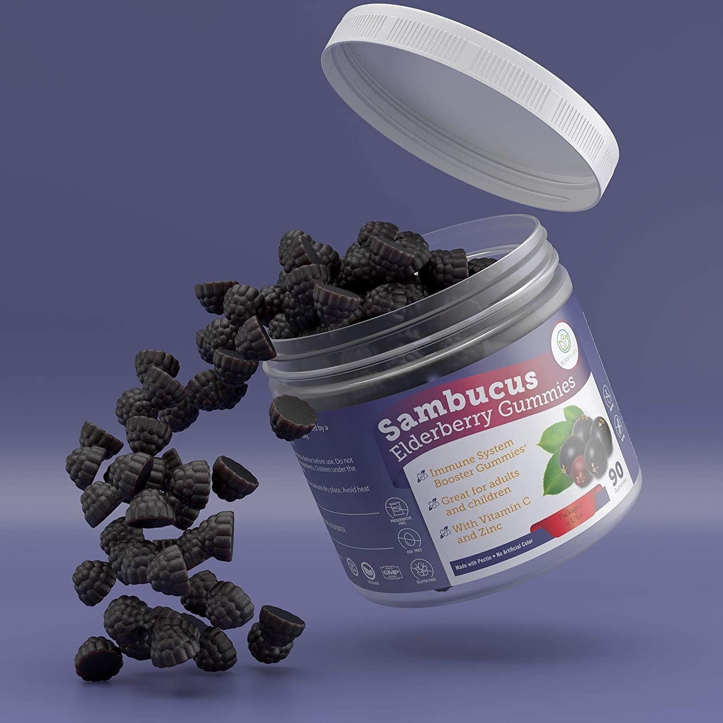 Elderberry Gummies for Kids and Adults - Sambucus Immune System Booster (90 Gummies) Allergy Cold Relief Support Supplement - Chewable Vitamin C Zinc Multivitamin - Replace Capsules, Tea, and Syrup