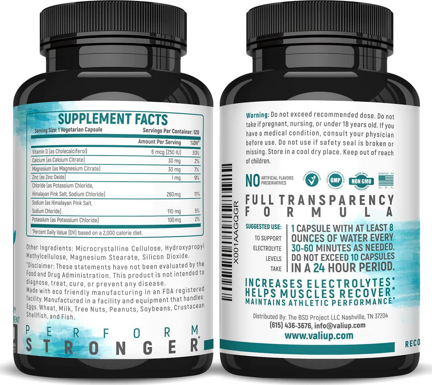 Electrolyte Salts Rapid Oral Rehydration Replacement Pills, Hydration Minerals for Active Fluid Recovery Health - Sodium, Potassium, Magnesium, Calcium, Vitamin D3, Himalayan Pink Salt, 120 Capsules