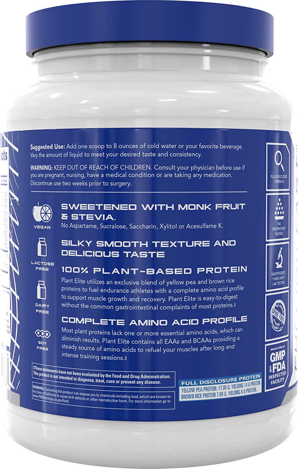 EndurElite Plant Elite Protein Powder - Yellow Pea and Brown Rice Protein Blend - Low Carb - Chocolate