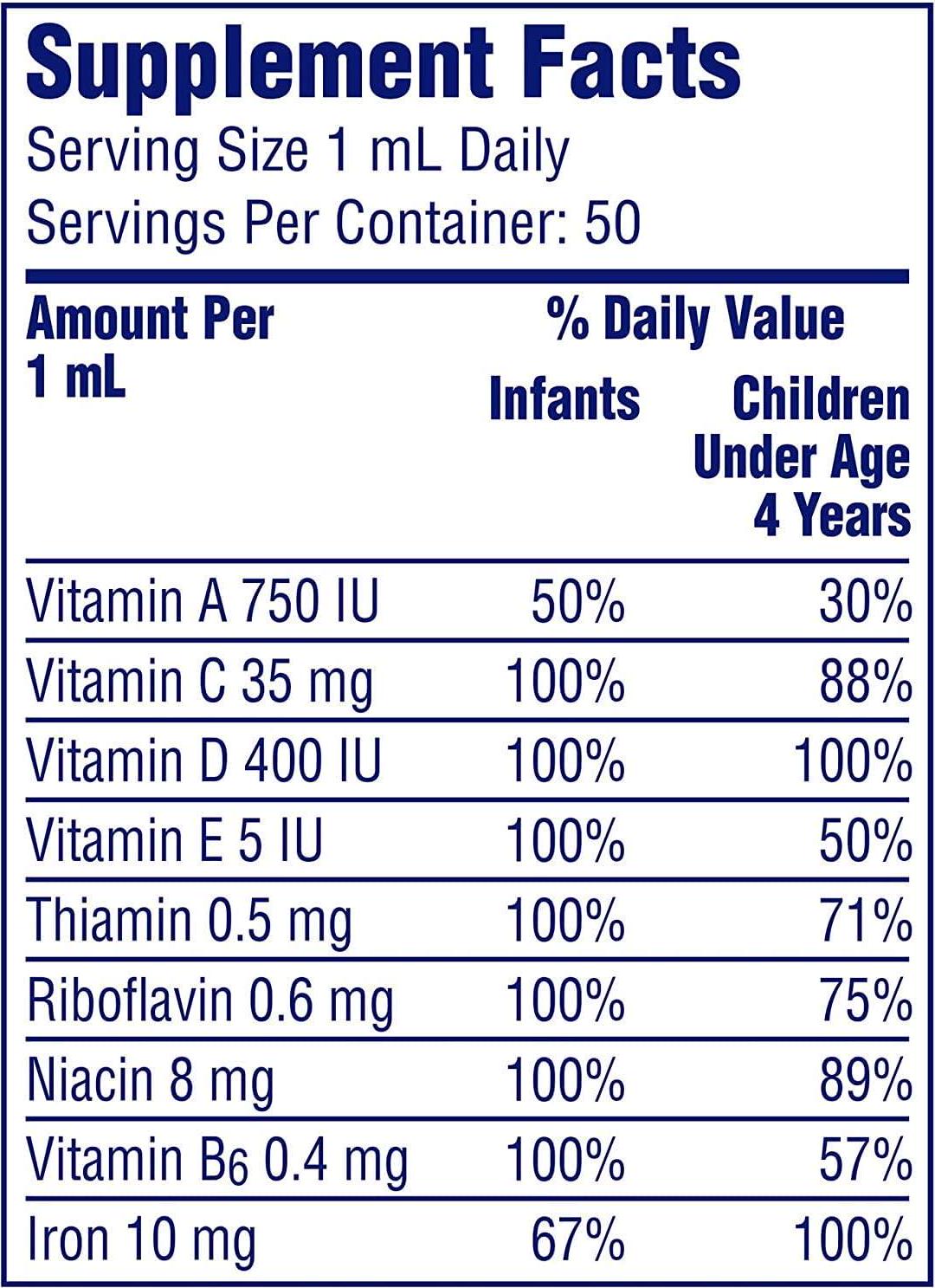 Enfamil Poly-Vi-Sol Multivitamin Supplement Drops with Iron 50 mL (Packs of 2)
