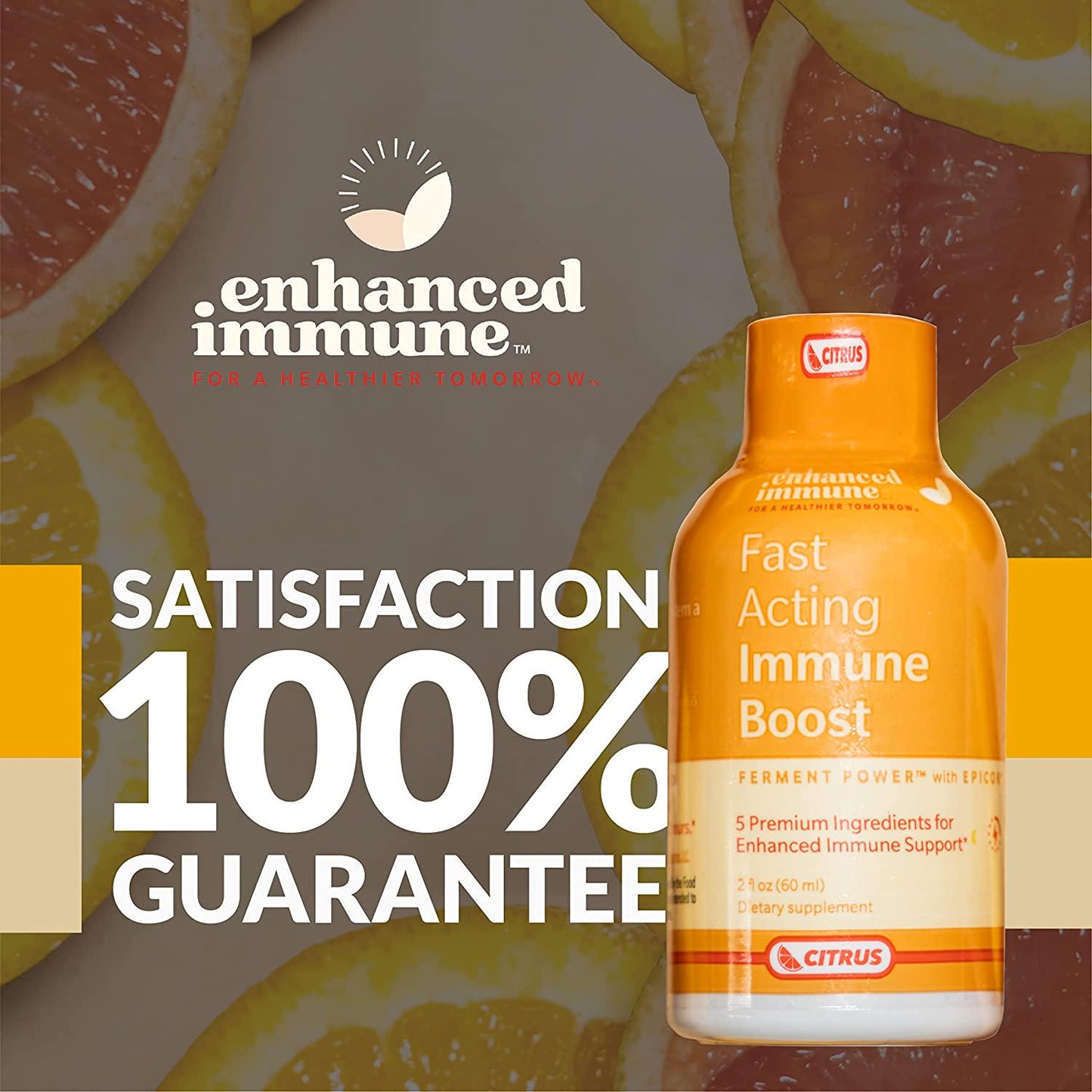 Enhanced Immune Fast Acting Immune Boost - Immunity Shots with Vitamin C and Zinc, Vitamin D, Vitamin B12 and EpiCor Powder - Instantly Supports Body s Natural Defense System - Citrus, 12 Pack