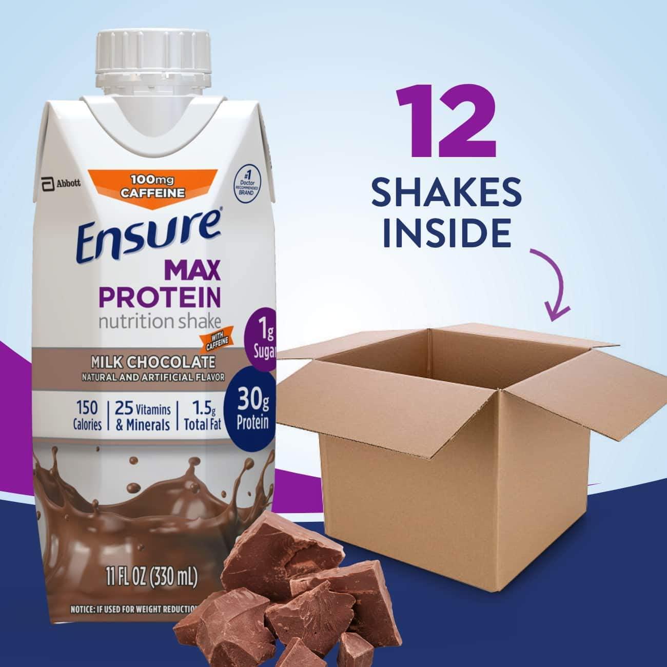 Ensure Max Protein, Chocolate with Caffeine, 12ct
