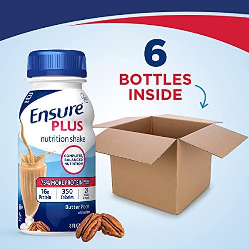 Ensure Plus Complete Balanced Nutrition Drink, Butter Pecan, Six-8 Fluid Ounces Bottles