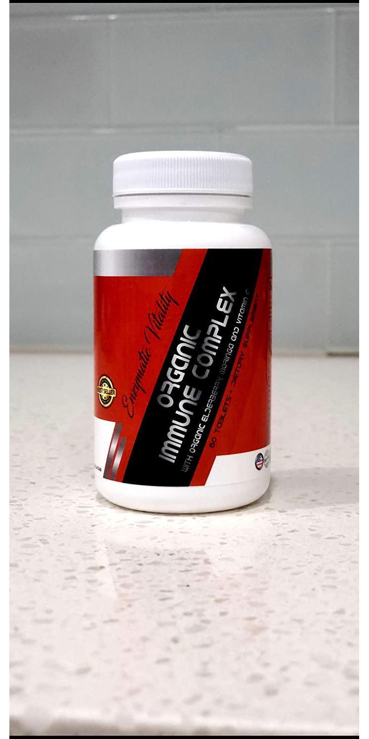 Enzymatic Vitality Organic Immune System Booster - Vitamin C - Organic Elderberry - Organic Moringa Organic Ginger and Organic Garlic Extract
