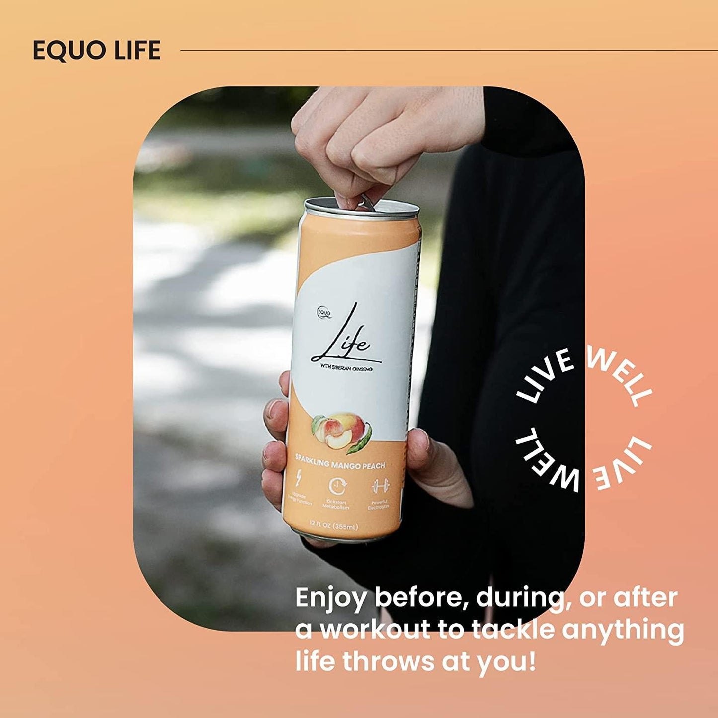 Equo Life Clean Energy Drink with Siberian Ginseng, 12 Fl Oz, Pack of 12, 4-Flavor Sampler Pack