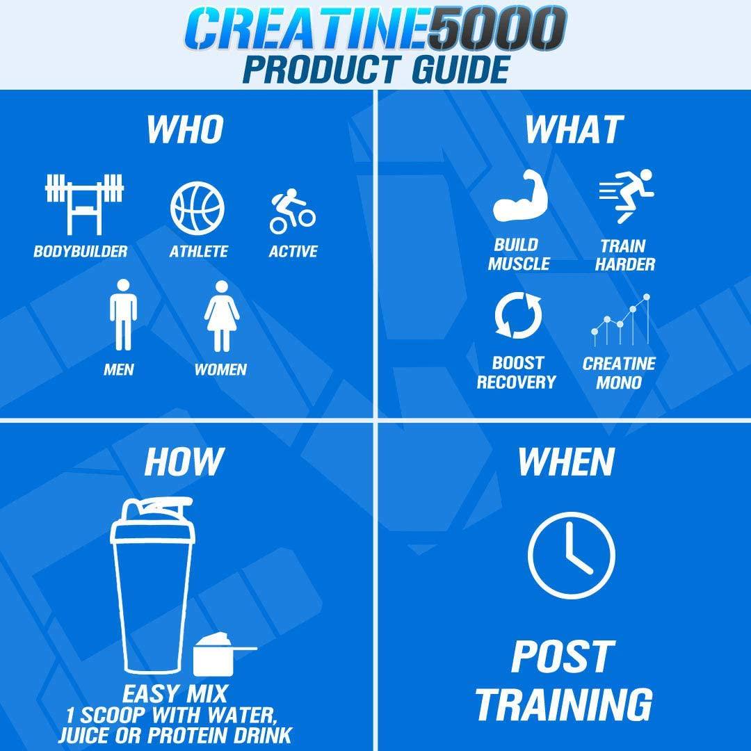 Evlution Nutrition Creatine5000 5 Grams of Pure Creatine Monohydrate in Each Serving Unflavored Powder (60 Servings)