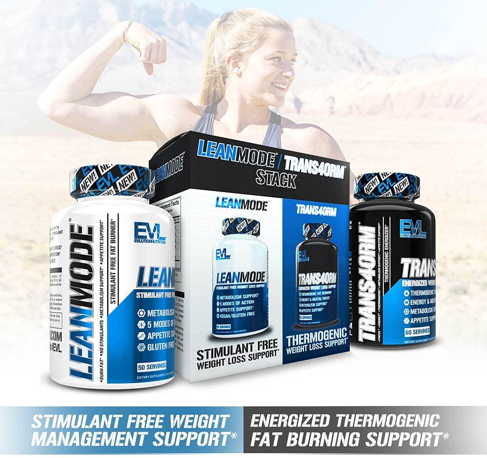 Evlution Nutrition Trans4ormation Mode Stack Trans4orm (60 Serving), Lean Mode (50 Serving) Weight Loss Diet Kit, Diet Pills for Men and Women