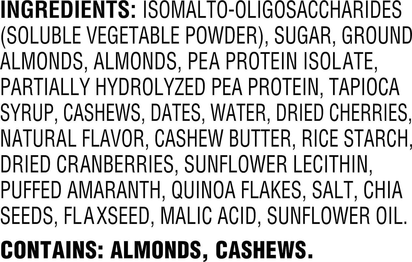 Evolve Plant-Based Protein Bars, Almond Cherry, 10g Protein, 1.94 Oz 12 Count