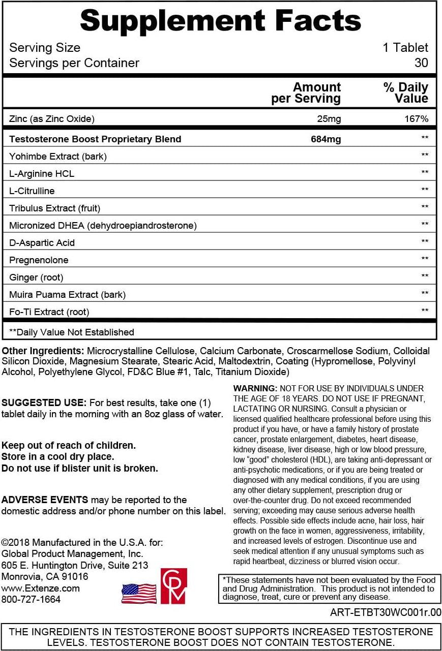 ExtenZe Testosterone Boost 30ct
