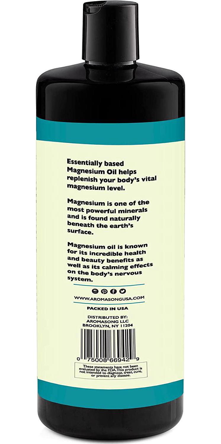 Extra Strength Ultra Pure Magnesium Oil Spray 32 Fl Oz. Refill Bottle, Fast-Acting Joint Pain, Headache, Muscle Cramps, Restless Leg Syndrome Relief - Natural Calming Sleeping Well Aid.