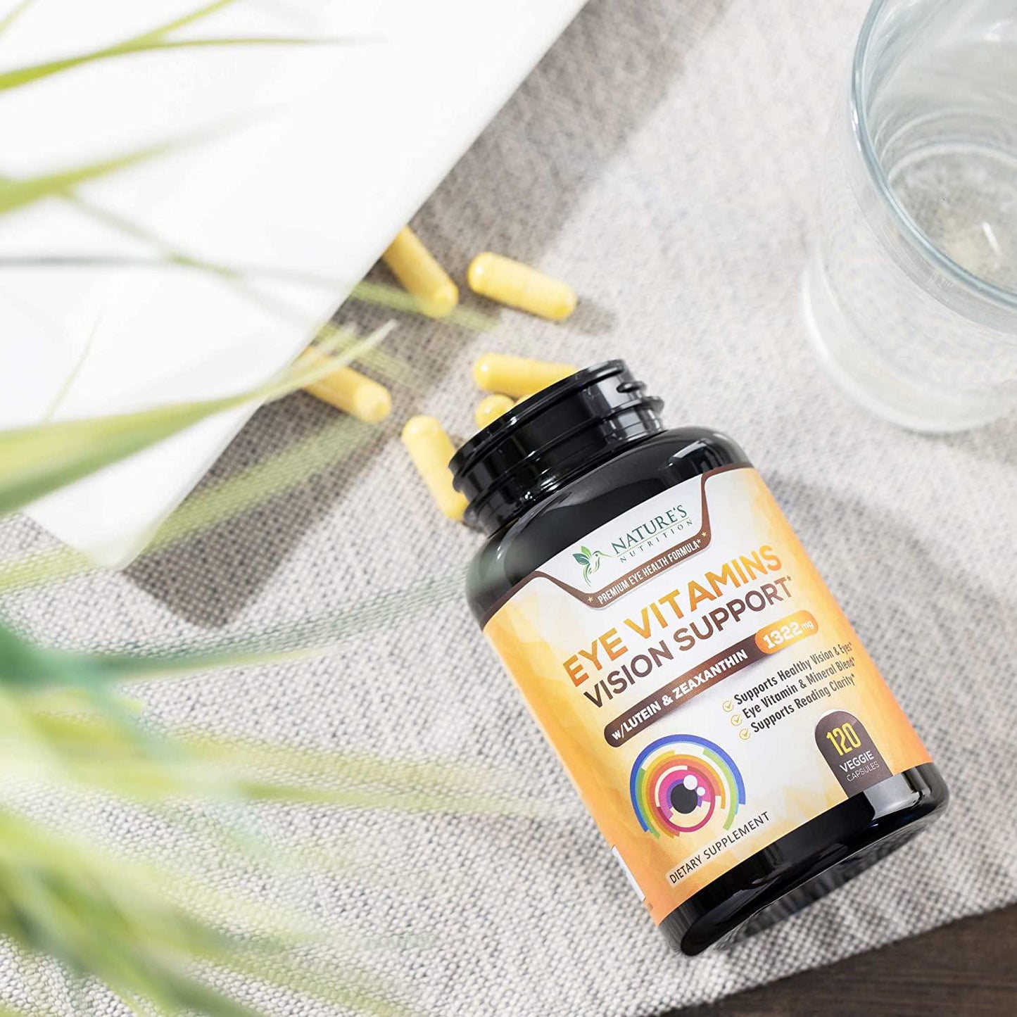 Eye Vitamins with Lutein and Zeaxanthin, Extra Strength Natural Vitamin and Mineral Supplement 1390mg, Made in USA, Areds 2 Premium Vision Formula to Support Dry Eyes and Sensitivity - 120 Capsules