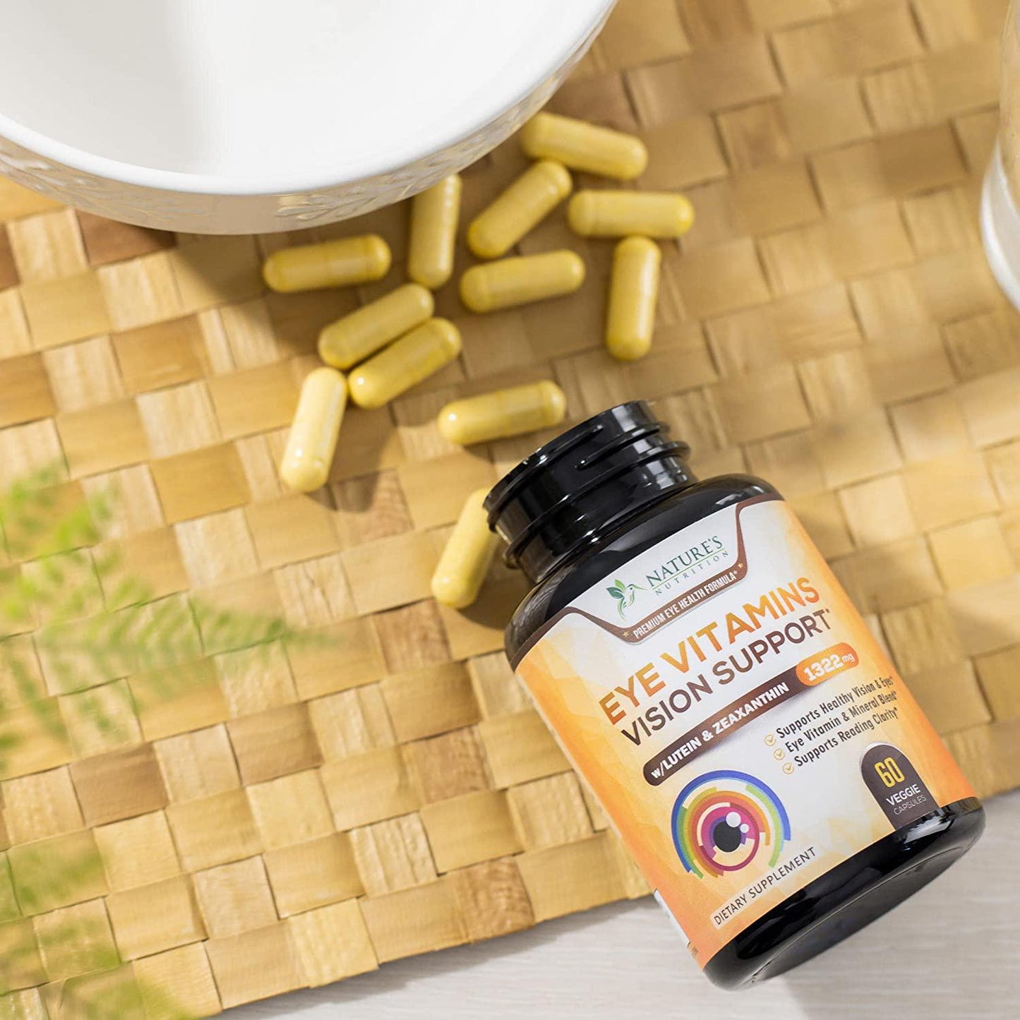 Eye Vitamins with Lutein and Zeaxanthin, Extra Strength Natural Vitamin and Mineral Supplement 1390mg, Made in USA, Areds 2 Premium Vision Formula to Support Dry Eyes and Sensitivity - 60 Capsules