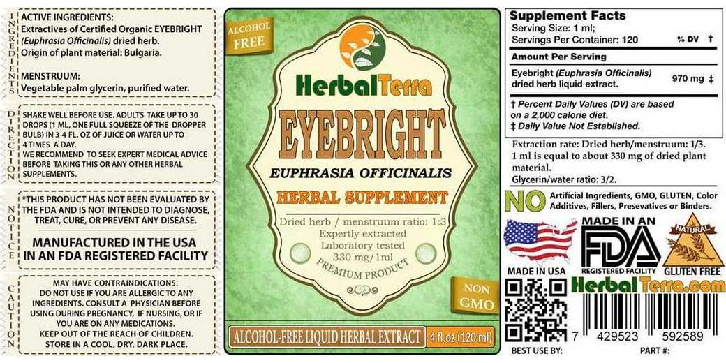 Eyebright (Euphrasia Officinalis) Glycerite, Organic Dried Herb Alcohol-FREE Liquid Extract 2 oz