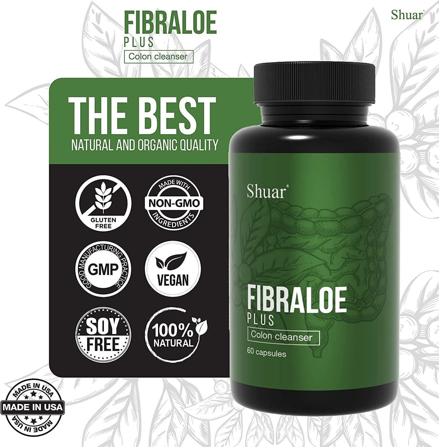 FIBRALOE-Plus Detox Colon Cleanser Supplement, Organic Colon Cleanser 60 Capsules