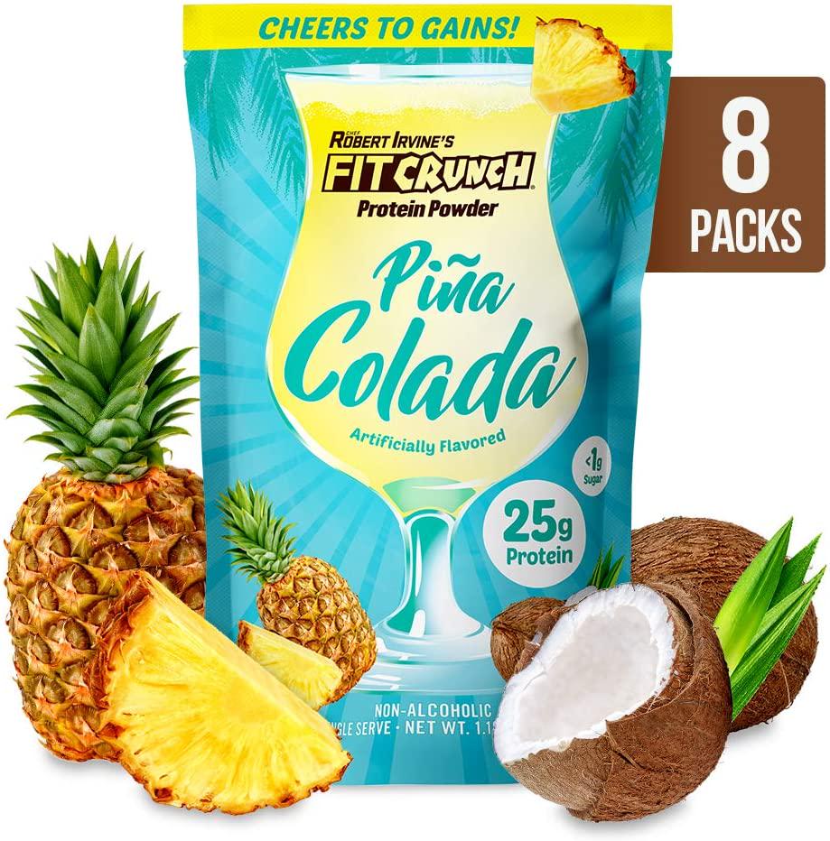 FITCRUNCH Whey Protein Powder | Designed by Robert Irvine | Mixability Technology, Gluten Free, Soy Free and Non-GMO (Pina Colada)