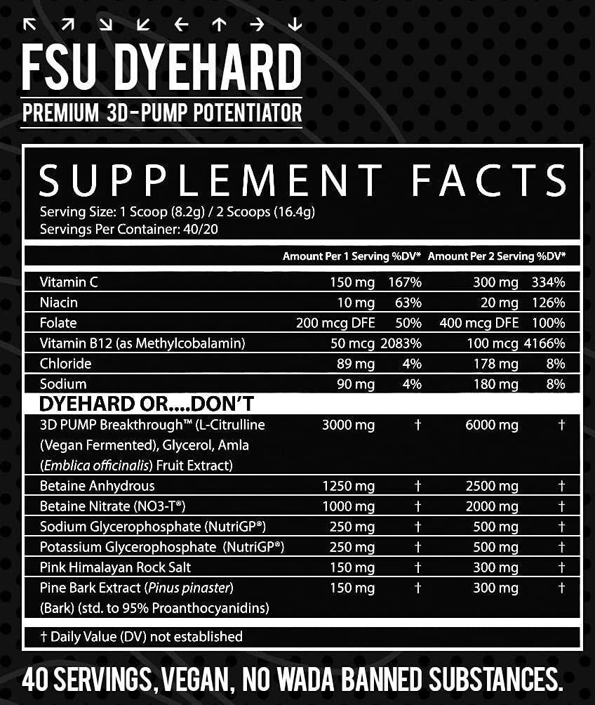 FSU DYEHARD Non-Stim Pre-Workout | 3D Pump + NutriGP + NO3-T Nitrate | by Inspired Nutraceuticals (Sonoran Sunset)