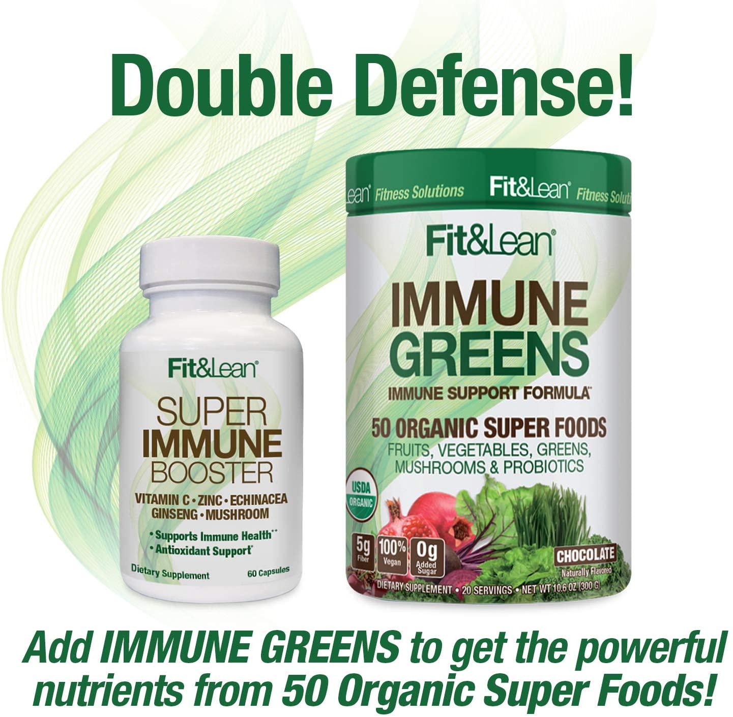 Fit and lean Super Immune Booster With Vitamin C, Zinc and Echinacea, Immune Support, Antioxidants, 60 Ct