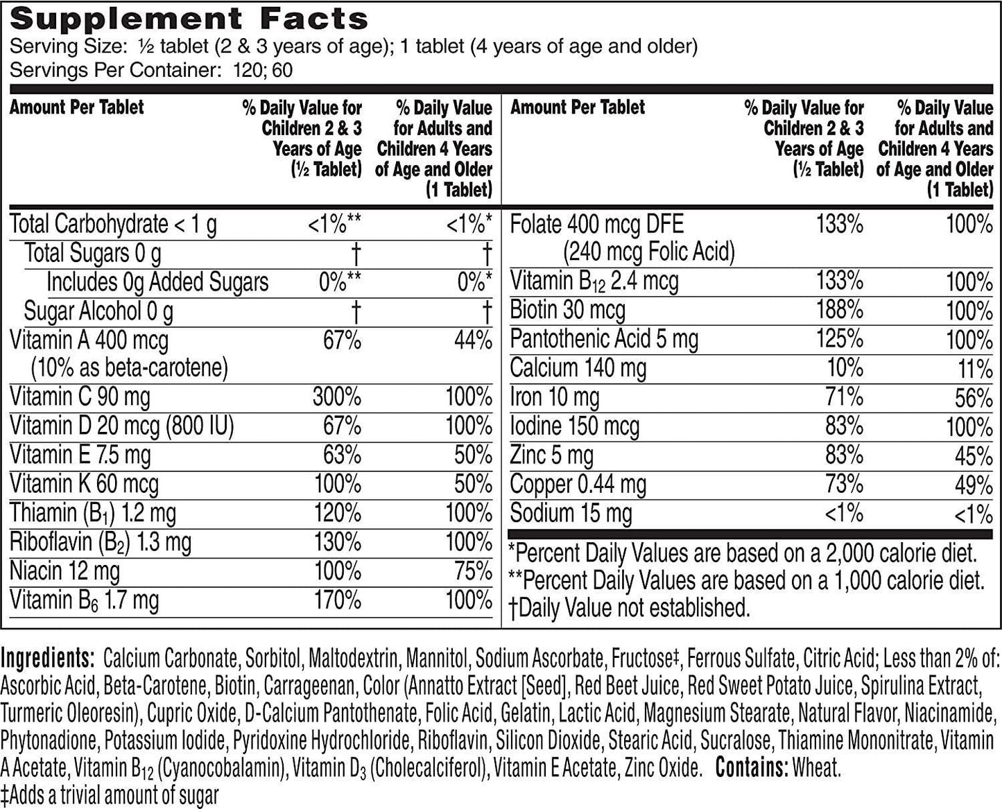 Flintstones Complete Multivitamin Supplement, Chewable Tablets, 60 Count, (Pack of 2)