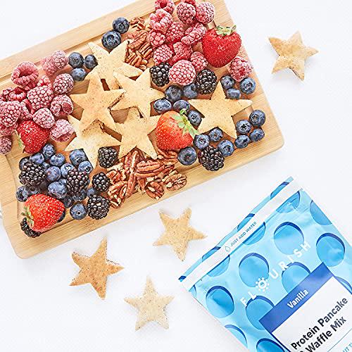 Flourish Vanilla Protein Pancake and Waffle Mix, Whey Protein Isolate and Flax Seed, Non-GMO, No Added Sugar, Superfood, High Protein and Fiber, Just Add Water - 16oz