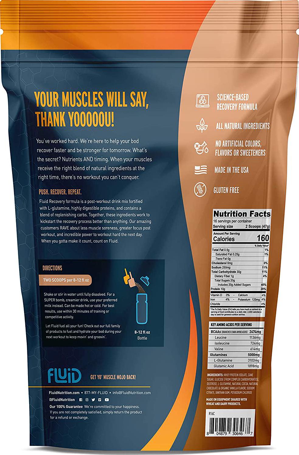 Fluid Recovery // Post-Workout Drink Mix, Whey Isolate Protein, All Natural Ingredients, Gluten-Free, Lactose-Free