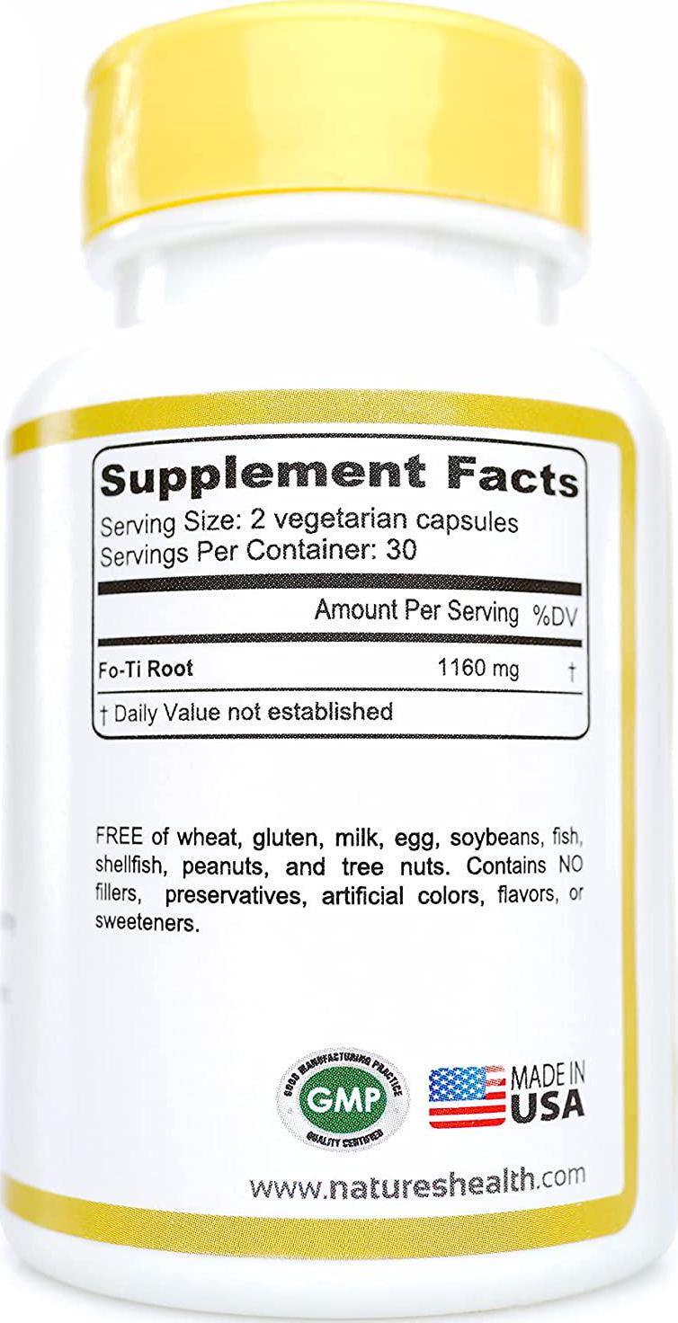 Fo-Ti, Promotes Healthy Hair Growth, All-Natural Hair Pigment Restoration Supplement, He Shou Wu, 560 Mg Per Capsule, 60 Veggie Capsules, Nature's Health