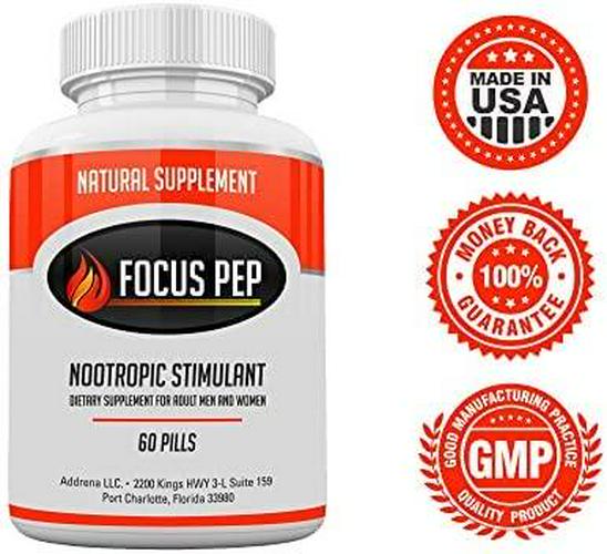 Focus Pep OTC Stimulants Brain Boosting Dietary Supplement, 1207 mg, 60 Pills