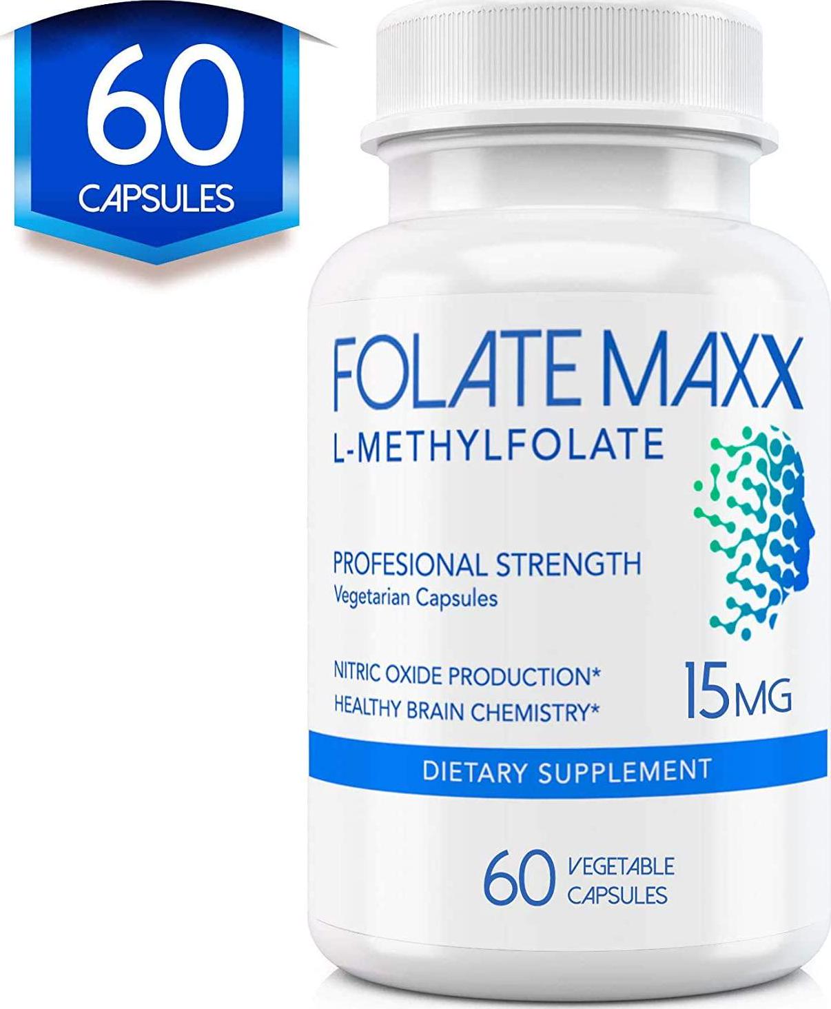 FolateMaxx L-Methylfolate 15 mg 60 Capsules Active Folate Non-GMO Methyl Folate, 5-MTHF