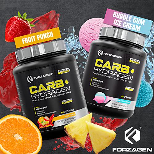 Forzagen Carbs Powder with Hydragen, 50 Servings, Hydration, Endurance, Electrolytes 3lbs (Fruit Punch)