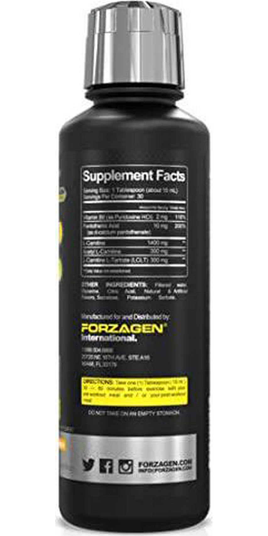Forzagen L- Carnitine 2000 - Liquid L Carnitine with Vitamin B6 | Acetyl L-Carnitine | L-Tartrate | 30 Servings (Sour Fruit Punch)