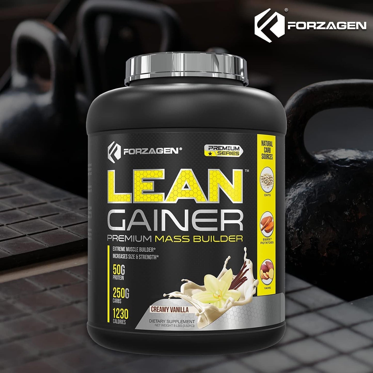 Forzagen Lean Gainer Premium Mass Builder 12 and 8 Lbs, 2 Flavor Available, Natural Carb Source, Oats, Sweet Potatoes, Yams (Creamy Vanilla, 8 LBS)