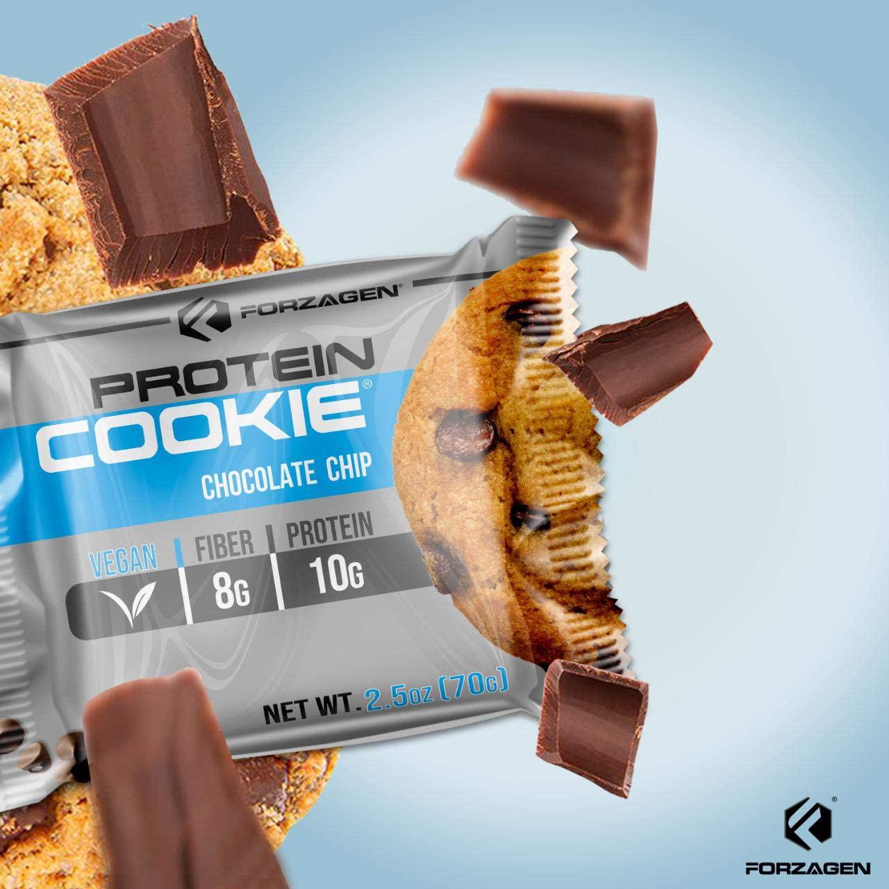 Forzagen Vegan Protein Cookies - 12 Cookies |10G Protein | No Artificial Sweeteners | Vegan Snacks Fresh Baked | Chocolate chip Cookies high Protein Snacks
