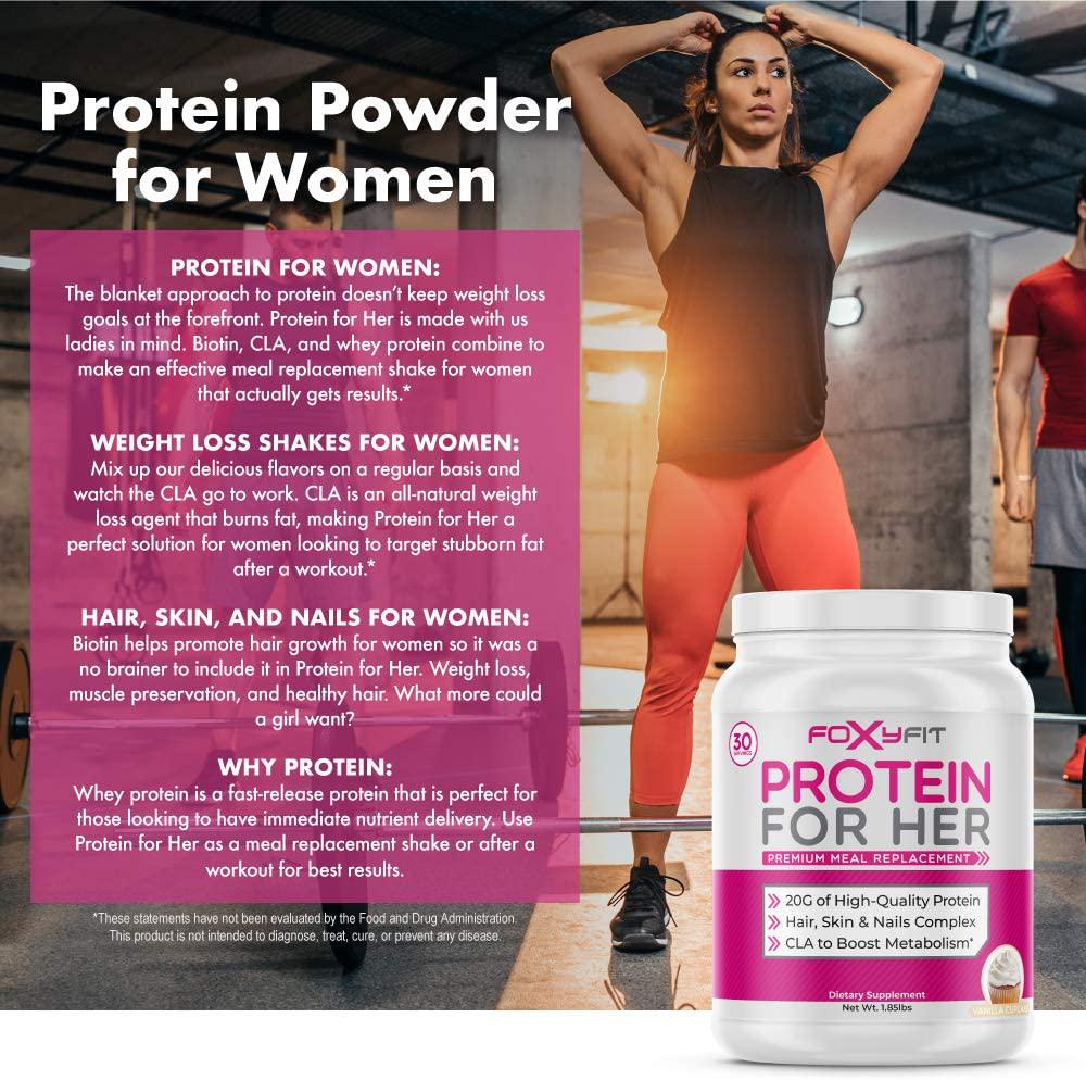FoxyFit Protein for Her, Caramel Mocha Whey Protein Powder with CLA for Fat Loss and Biotin for Healthy Glow (1.85 lbs.)