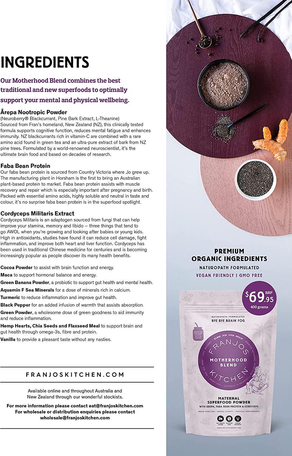 Franjos Kitchen Motherhood Blend Maternal Superfood Powder 400g