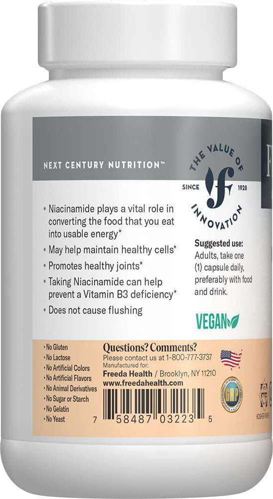 Freeda Kosher Niacinamide 250 Mg. - 500 Veg Caps