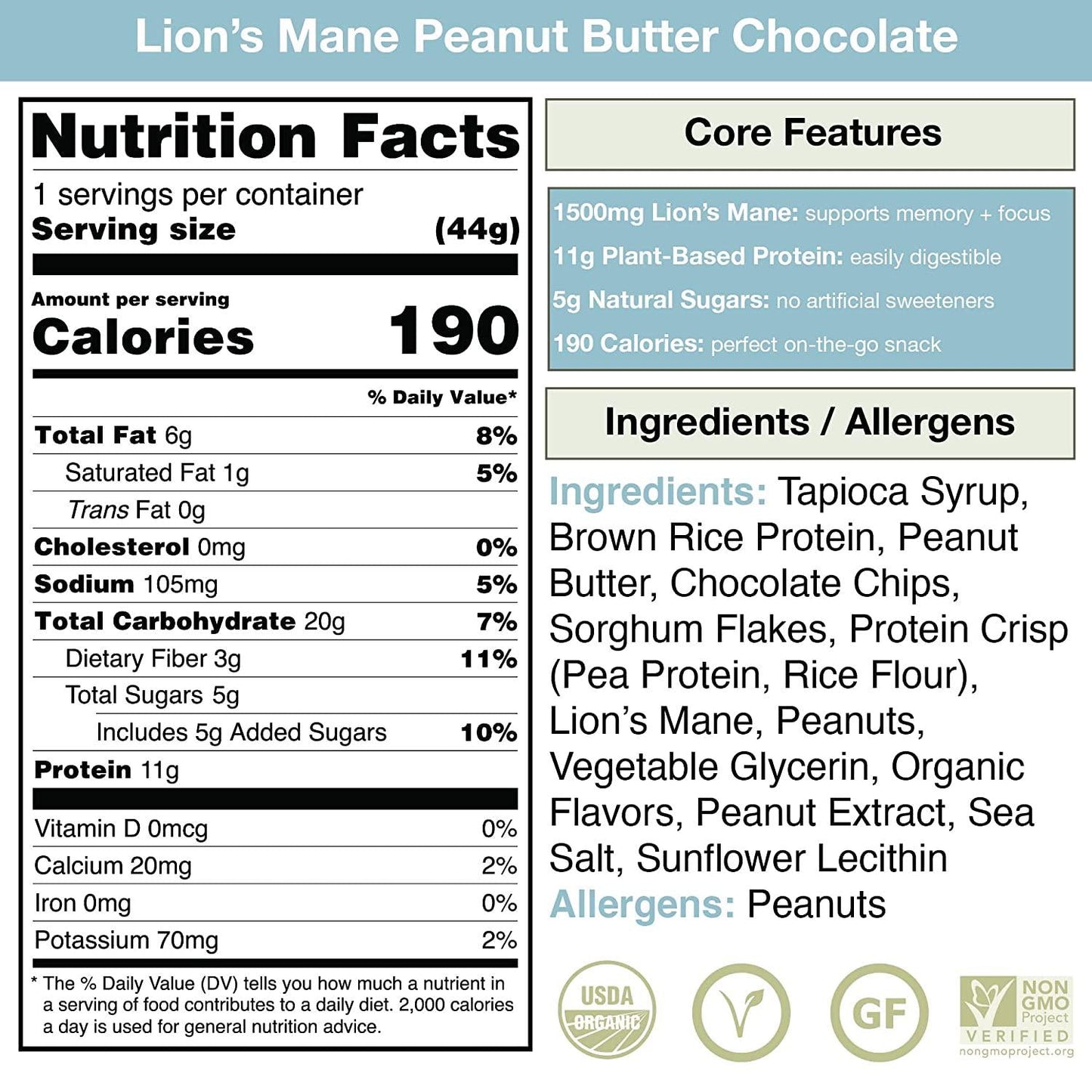 Functional Mushroom Protein Bars | Full Dose (1500mg) Lions Mane, Chaga, Reishi, or Cordyceps in Each Bar | Vegan Protein Bars, Nootropic, Adaptogens, Gluten Free Protein Bars, Mushroom Supplement, Superfoods Protein Bars | 4 Bar Sampler Pack