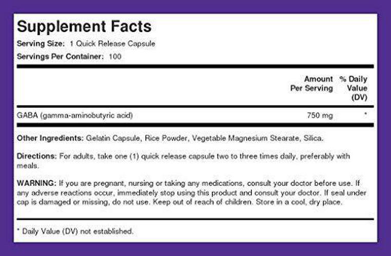 GABA 750mg 100 Capsules