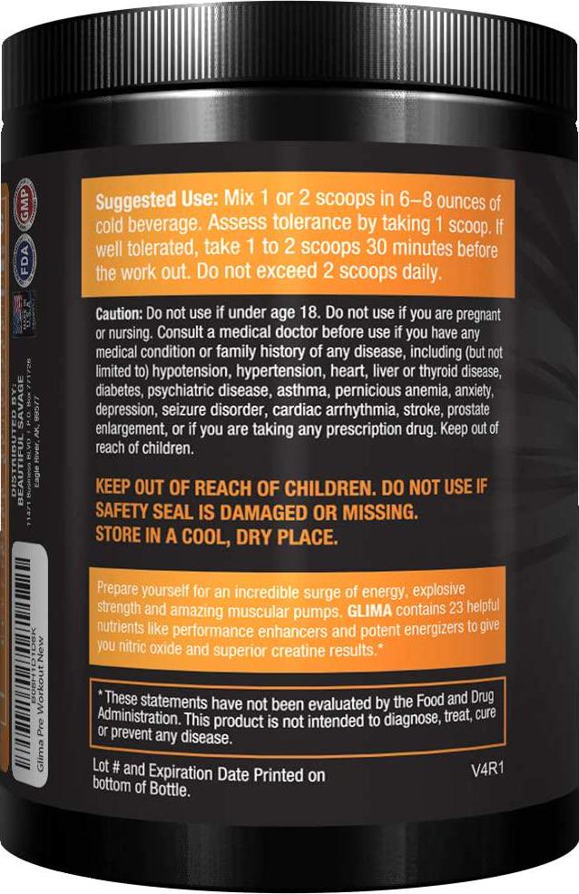 GLIMA PRE Workout -American Made, Veteran Owned Supplements! Created for The Athlete in You!