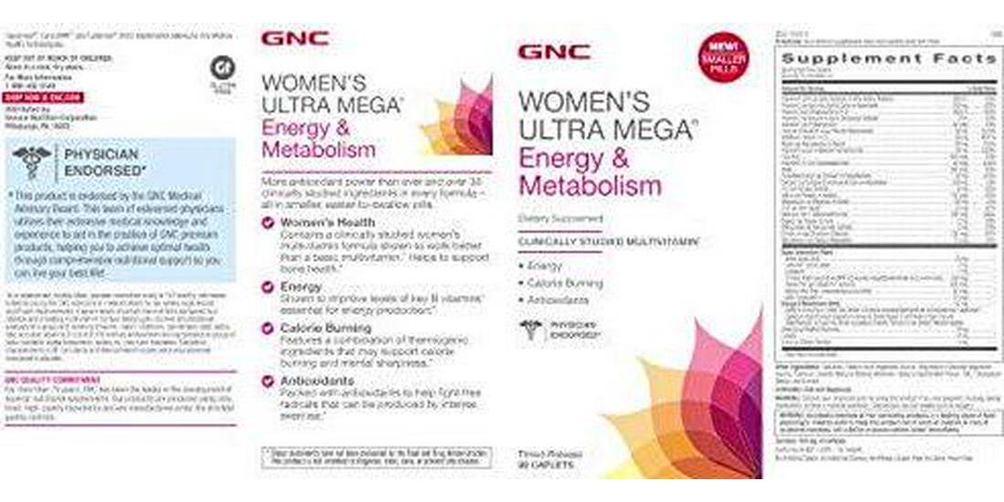 GNC Womens Ultra Mega Energy and Metabolism Multivitamin for Women, 90 Count, for Increased Energy, Metablism, and Calorie Burning