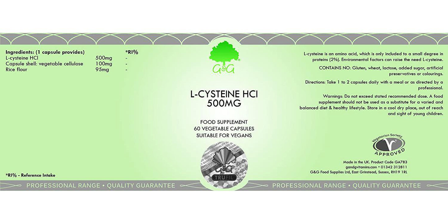 G&G Vitamins L-Cysteine 500mg - Individual Amino Acid