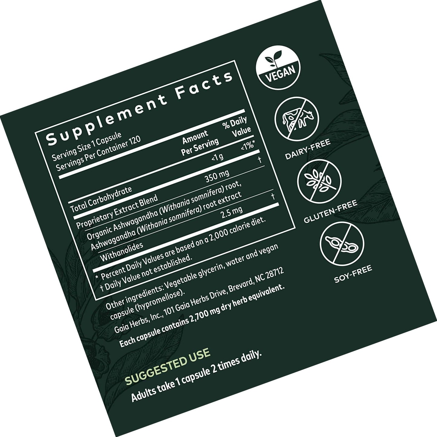 Gaia Herbs Ashwagandha Root, For Stress Relief, Immune Support, Balanced Energy Levels and Mood Support, Vegan Liquid Capsules, 120 Count