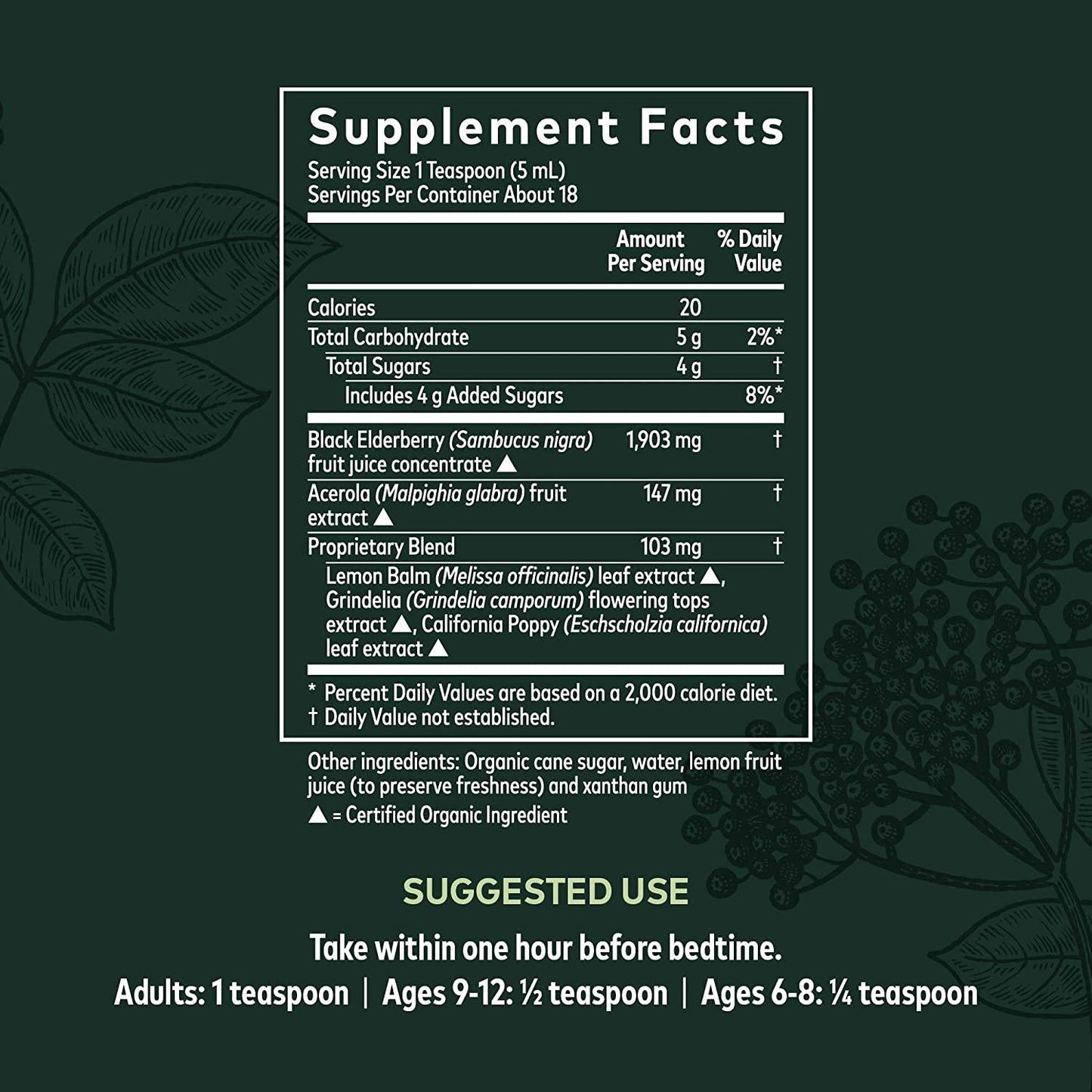 Gaia Herbs, Black Elderberry NightTime Syrup, Immune Support for Restful Sleep, Organic Sambucus Elderberry Supplement, 3 Ounce