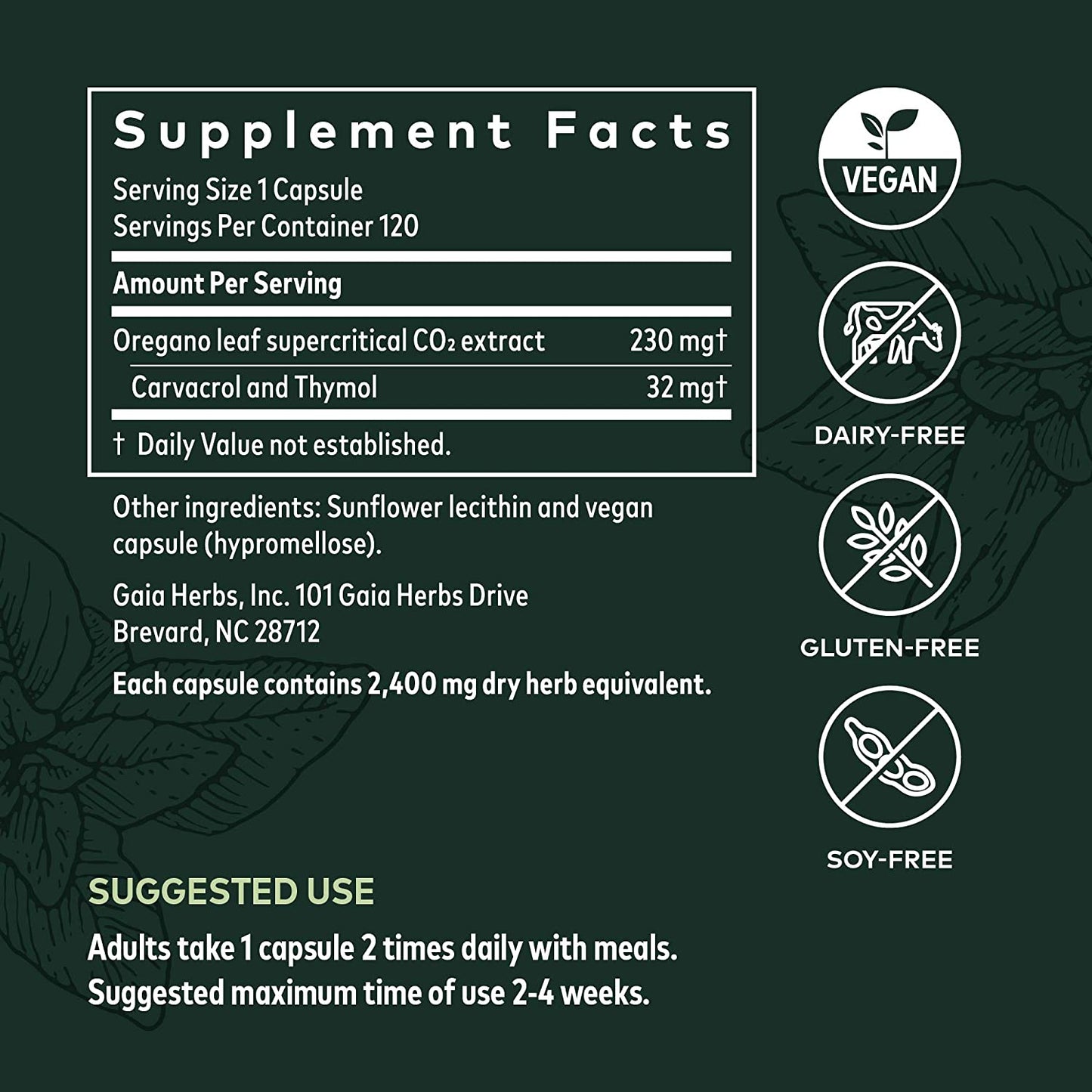 Gaia Herbs Oil of Oregano - Immune and Antioxidant Support Supplement to Help Sustain Overall Well-Being - with Oregano Oil, Carvacrol, and Thymol - 120 Vegan Liquid Phyto-Capsules (60-Day Supply)