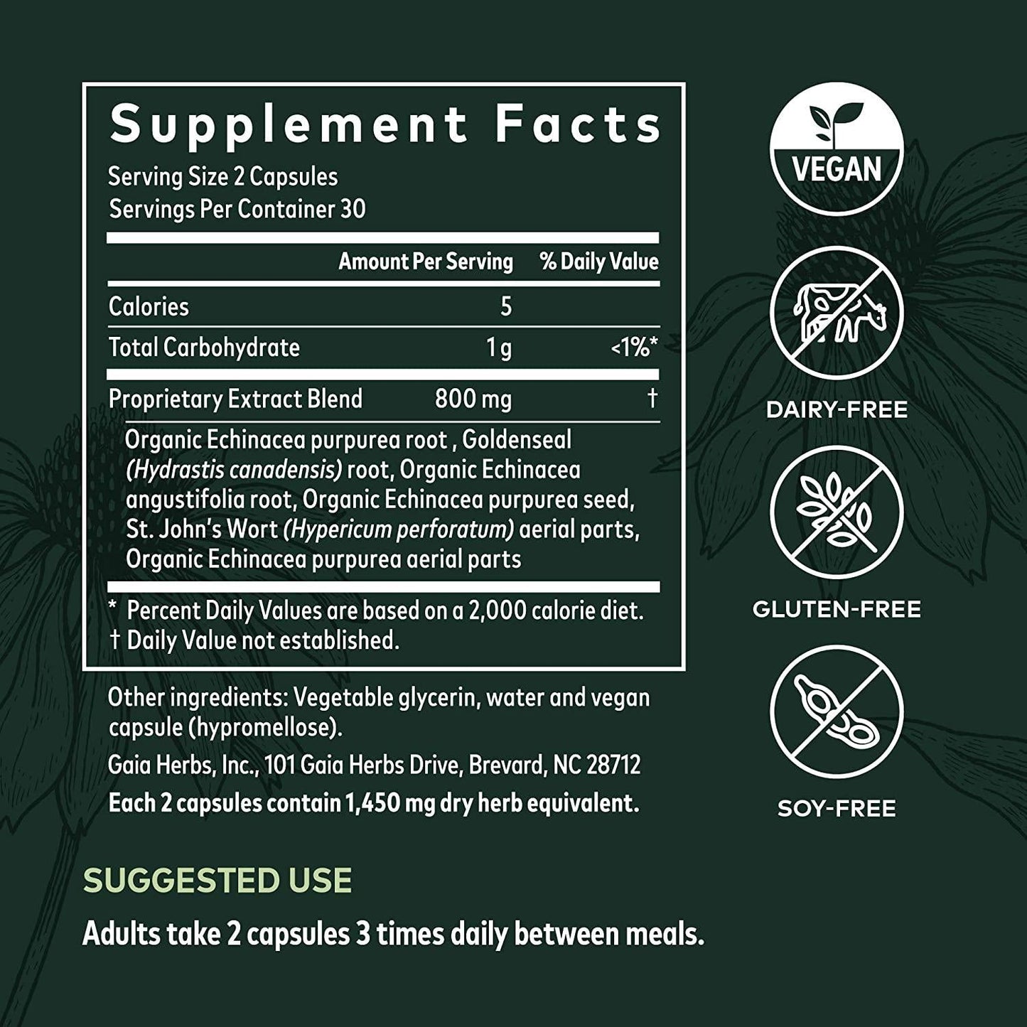 Gaia Herbs RapidRelief Echinacea Goldenseal 60 Vegetarian Liquid Phyto-Caps