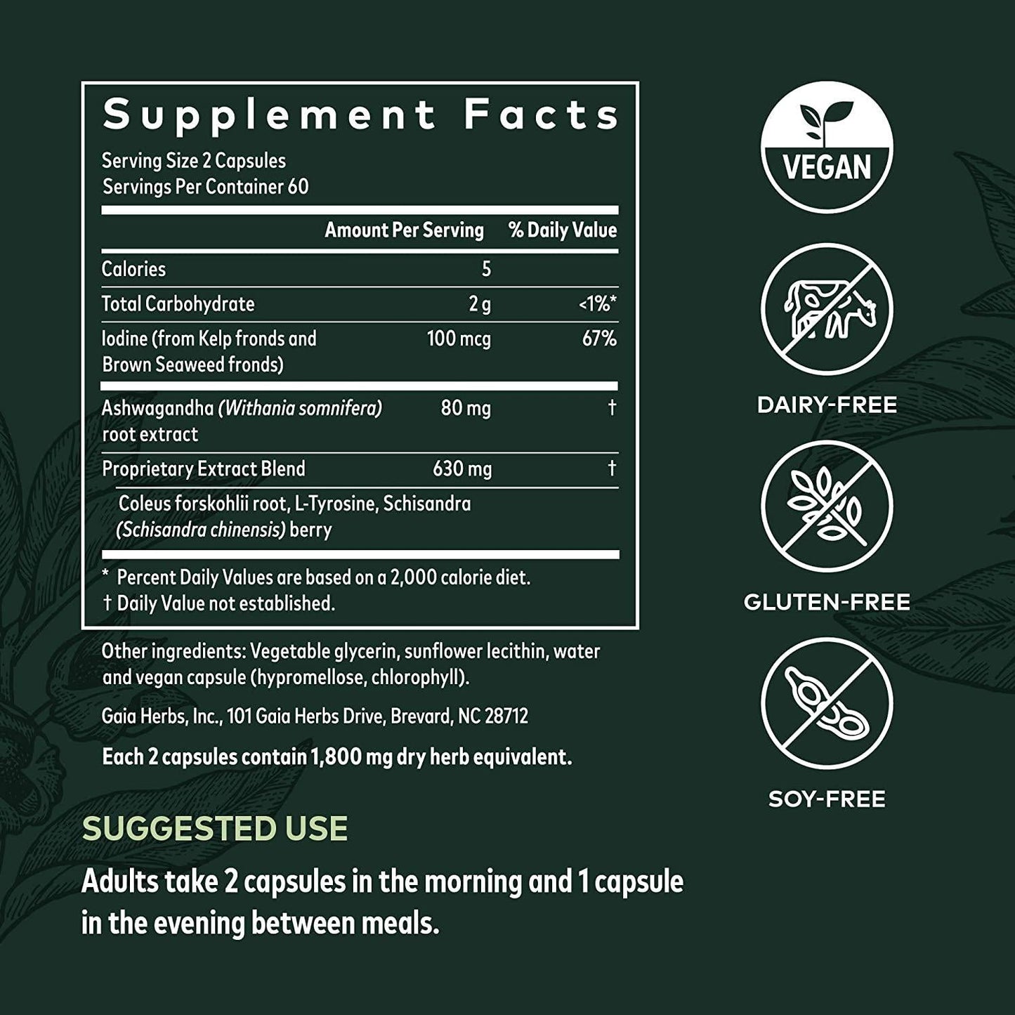 Gaia Herbs Thyroid Support - Made with Ashwagandha, Kelp, Brown Seaweed, and Schisandra to Support Healthy Metabolic Balance and Overall Well-Being - 120 Vegan Liquid Phyto-Capsules (40-Day Supply)