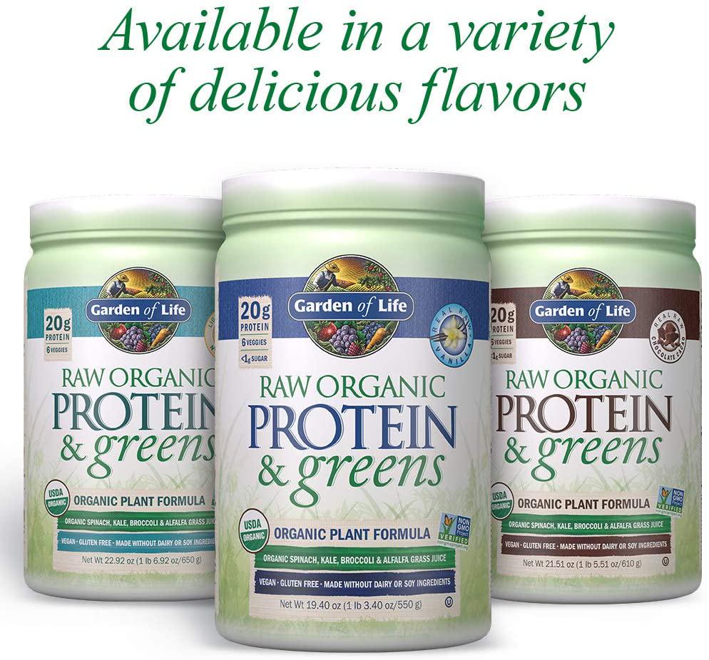 Garden of Life Raw Organic Protein and Greens - Vanilla - Vegan Protein Powder for Women and Men, Plant Protein, Pea Protein, Greens and Probiotics - Dairy Free, Gluten Free Low Carb Shake, 10ct Tray
